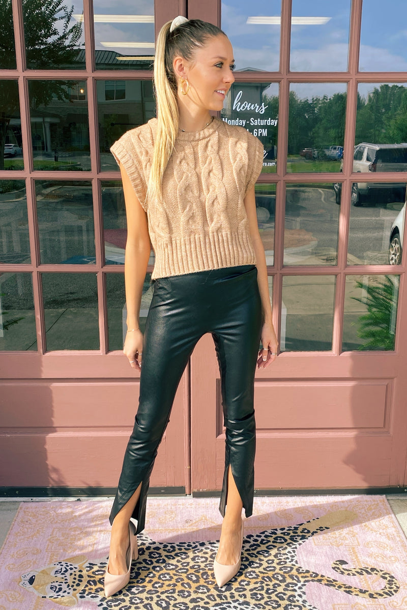 Leather-Like Front-Slit Skinny – Sole Statesboro