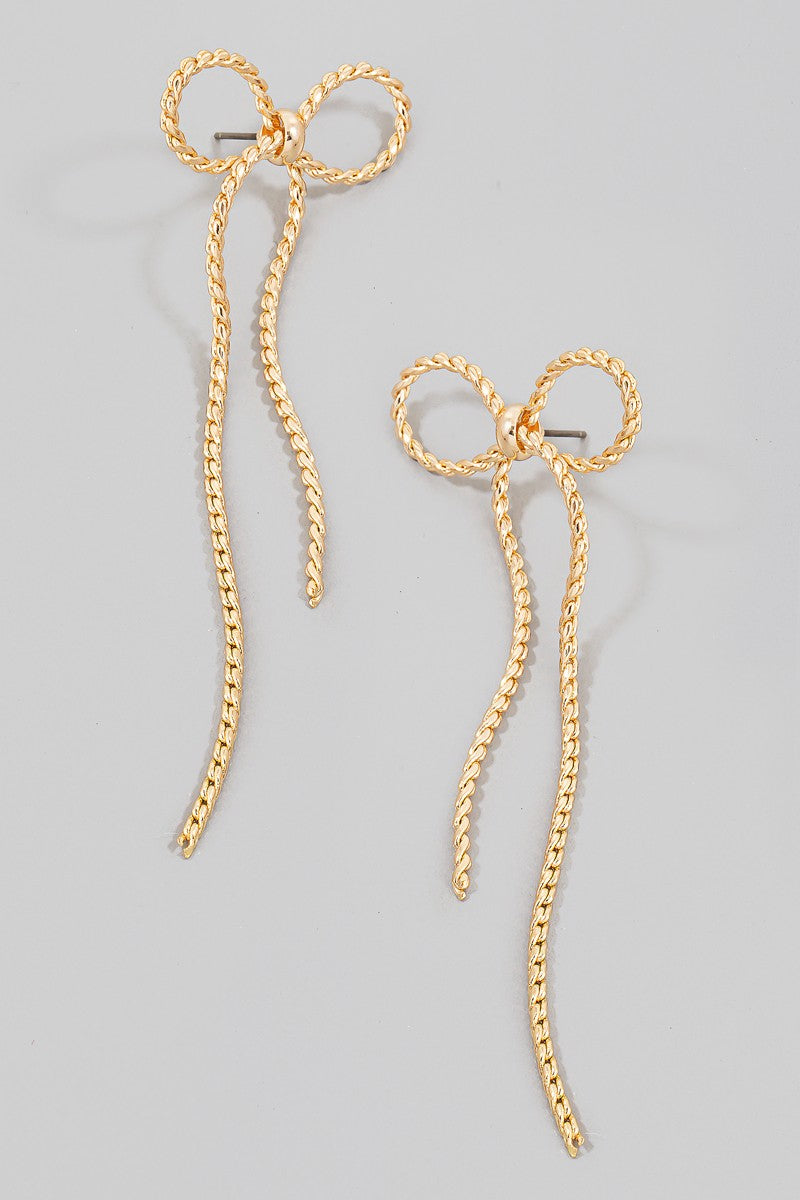 Rope Chain Bow Earrings – Sole Statesboro - Main Image