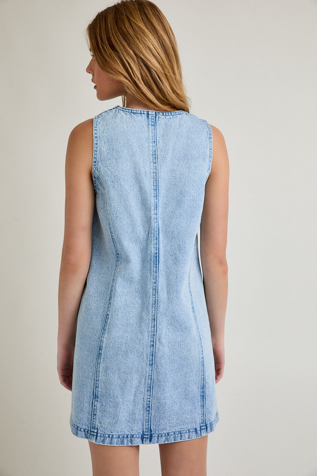 miranda sleeveless mini denim dress Blue Miranda Medium Wash Denim Sleeveless Midi Dress | Womens | X-Large (Available in XS, S, M, L) | Cotton/Polyester