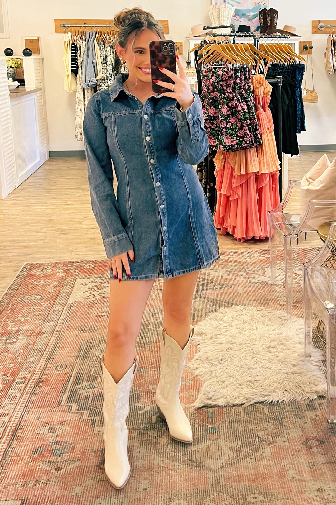 denim dress and boots Raquel Denim Dress – Sole Statesboro