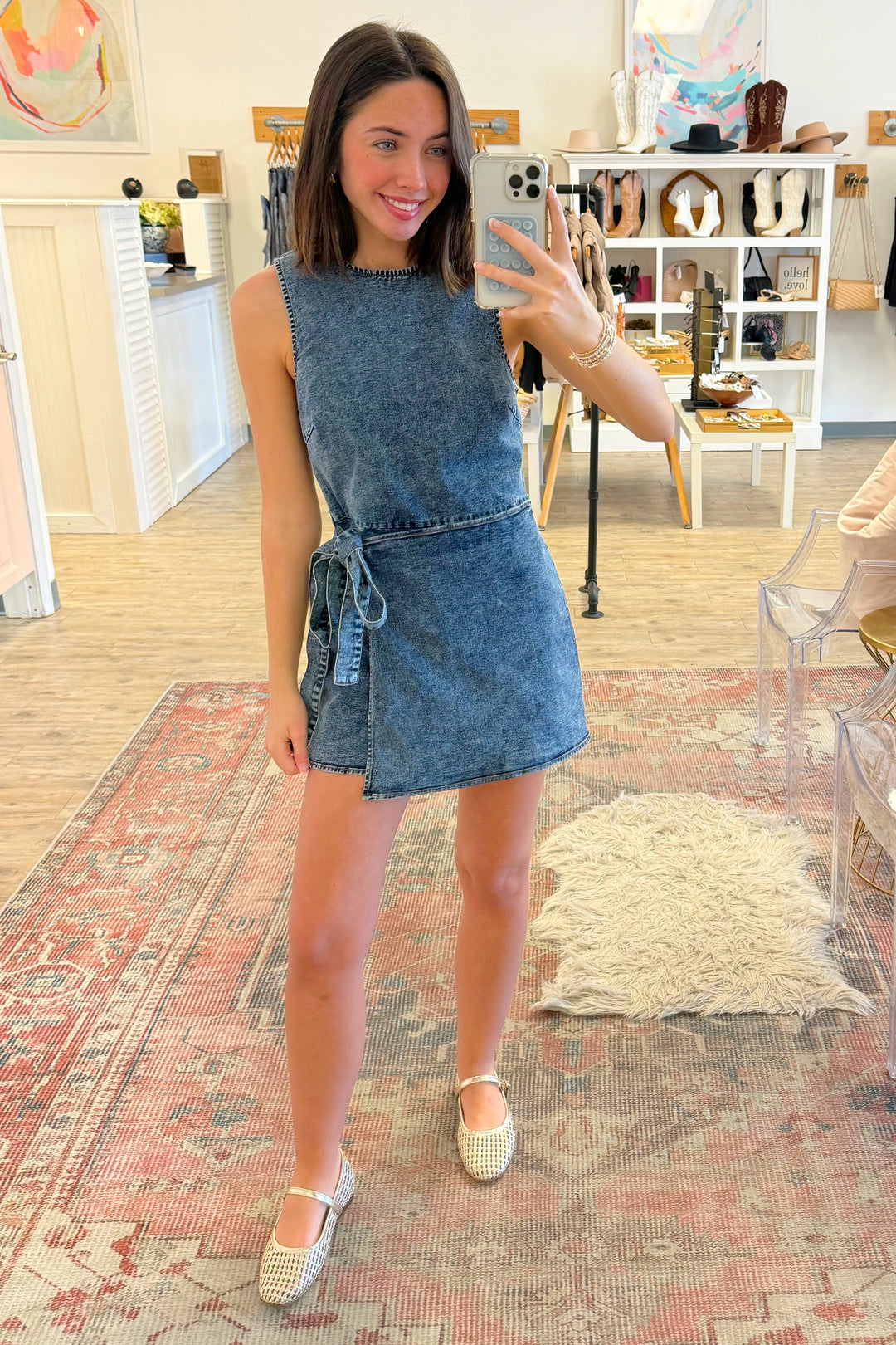 denim dress romper Long Sleeve Pleated in romper DARK DENIM SLEEVELESS DRESS ROMPER